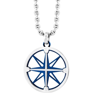 image:image555Jewelry Unisex Stainless Steel Navigator Navigation Compass Pendant NecklaceSilver  Blue
