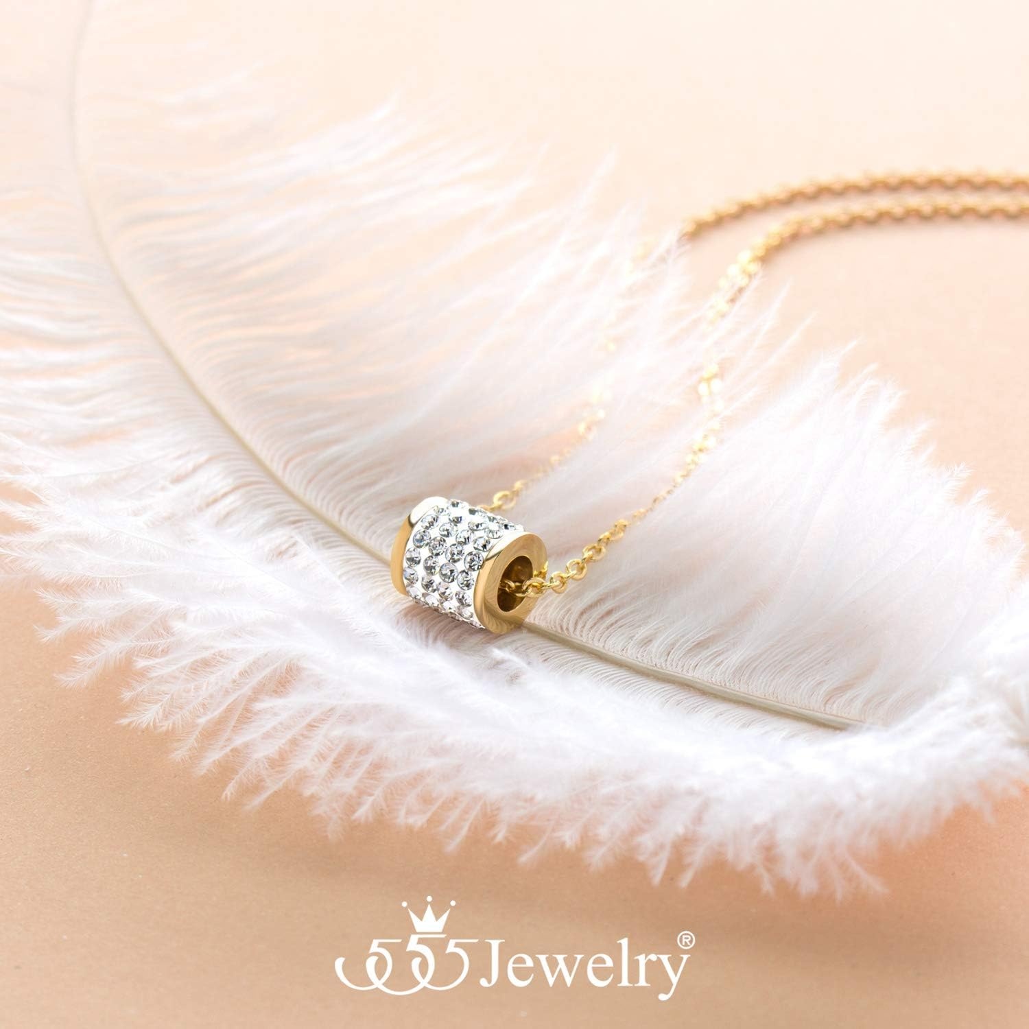 image:image555Jewelry Stainless Steel CZ Sliding Floating Bead Necklace for Women amp LadiesGold