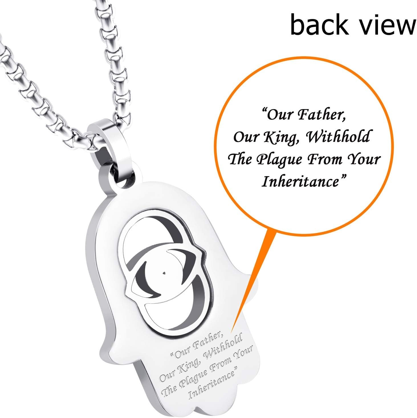 image:image555Jewelry Stainless Steel Hamsa Necklace Hand of Fatima Evil Eye CZ Pendant 1620 ChainSilver Rose Gold White CZ