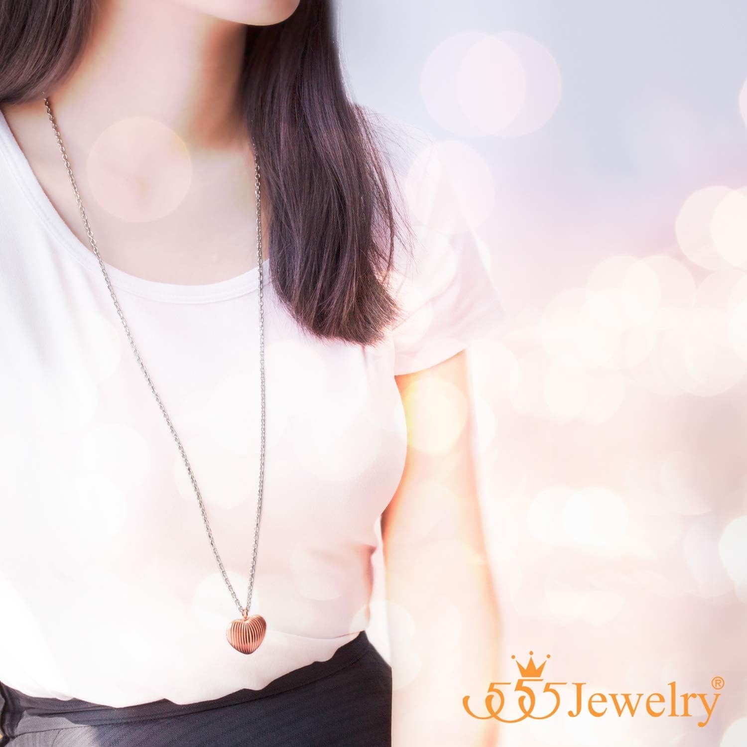 image:image555Jewelry Stainless Steel Vintage 3D Puffed Heart Necklace for Women amp LadiesRose Gold