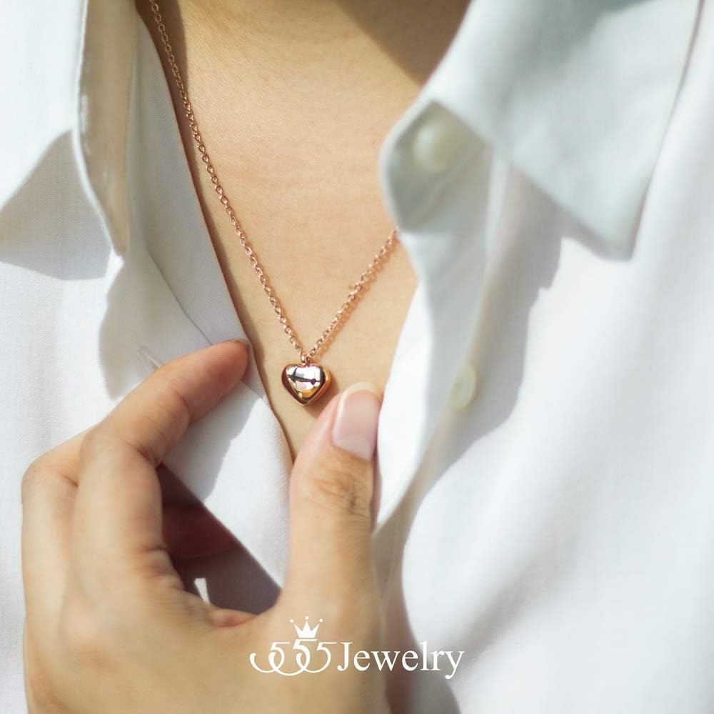image:image555Jewelry Womens Stainless Steel Love Cute Heart Shape Dainty Pendant NecklacePink Rose Gold