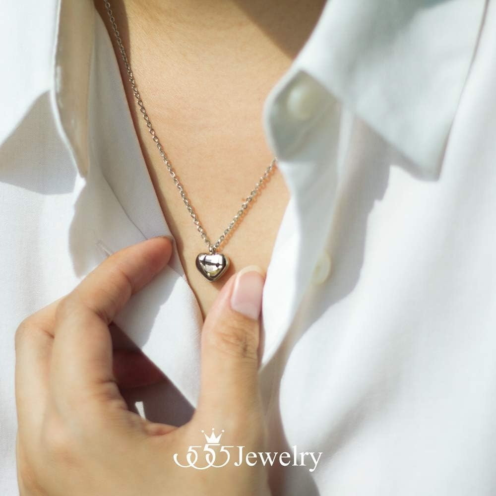 image:image555Jewelry Womens Stainless Steel Love Cute Heart Shape Dainty Pendant NecklaceSilver
