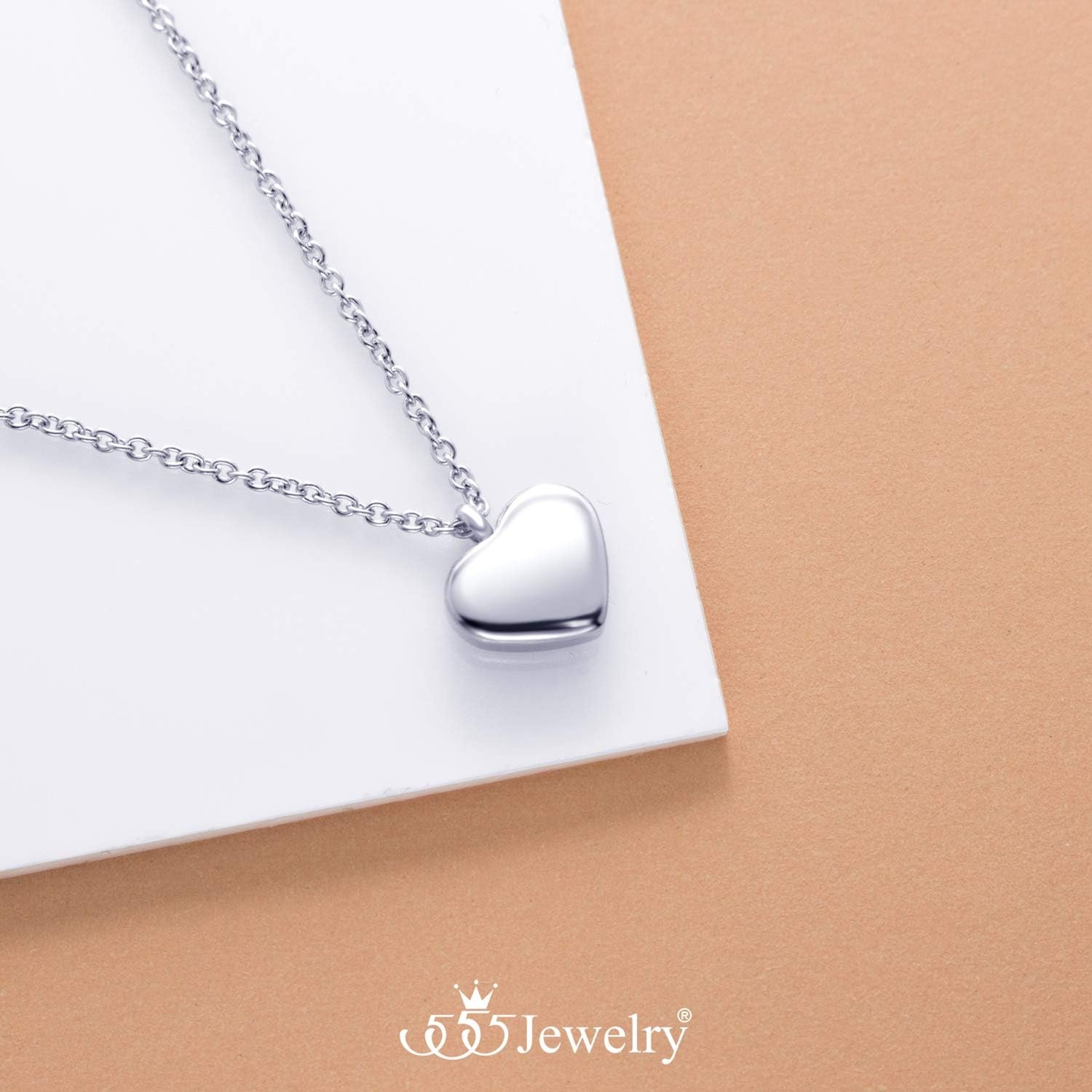 image:image555Jewelry Womens Stainless Steel Love Cute Heart Shape Dainty Pendant NecklaceSilver