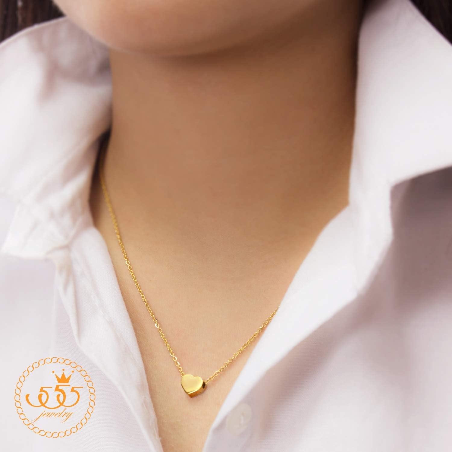 image:image555Jewelry Womens Stainless Steel Love Cute Heart Shape Dainty Pendant NecklaceYellow Gold v2
