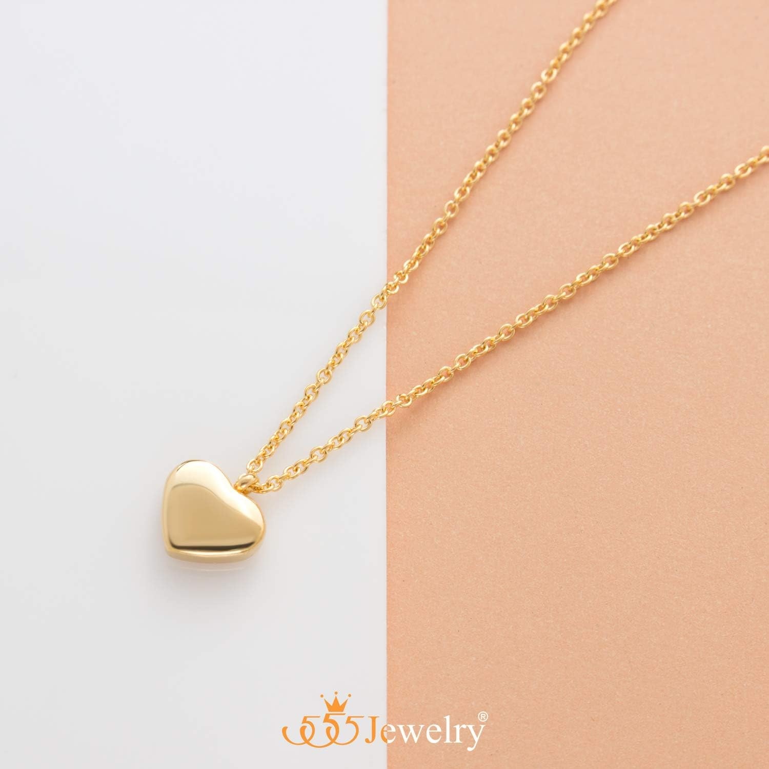 image:image555Jewelry Womens Stainless Steel Love Cute Heart Shape Dainty Pendant NecklaceYellow Gold