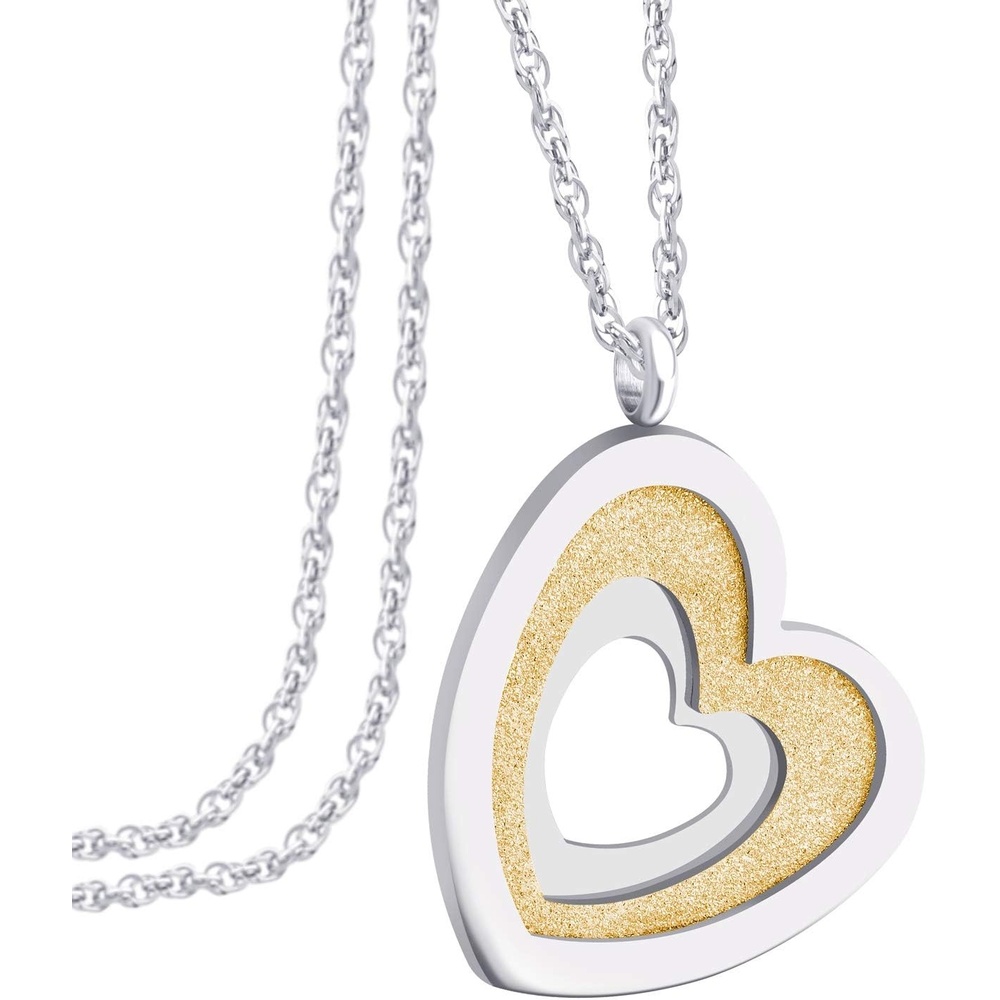 image:image555Jewelry Stainless Steel Glittering Unique Layered Heart Necklace for Women amp LadiesSilver Gold