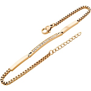 image:image555Jewelry Stainless Steel Adjustable Dainty Box Link amp CZ Bar Bracelet for WomenRose Gold