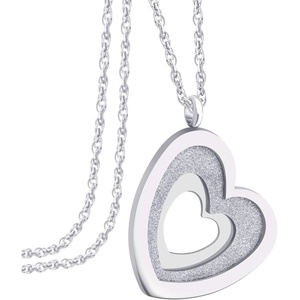 image:image555Jewelry Stainless Steel Glittering Unique Layered Heart Necklace for Women amp LadiesSilver