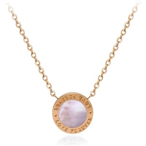image:image555Jewelry Stainless Steel Round CZ Solitaire Sparkly Bezel Pendant NecklaceRose Gold  Love Forever