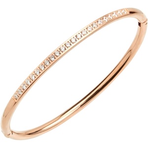 image:image555Jewelry Stainless Steel amp CZ Hinged Oval Cuff Bangle Bracelet for WomenRose Gold