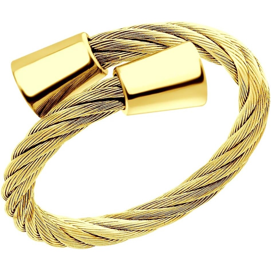 image:image555Jewelry Stainless Steel Twisted Cable Adjustable Open Ring for Women amp LadiesGold