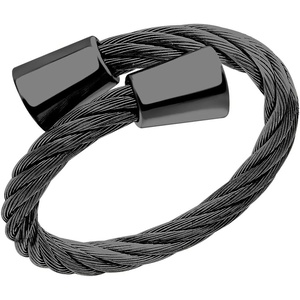 image:image555Jewelry Stainless Steel Twisted Cable Adjustable Open Ring for Women amp LadiesBlack