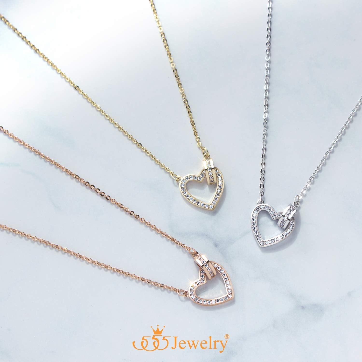 image:image555Jewelry 2mm Delicate Rhodium Plated Brass Tiny Heart Necklace Chain for WomenRose Gold