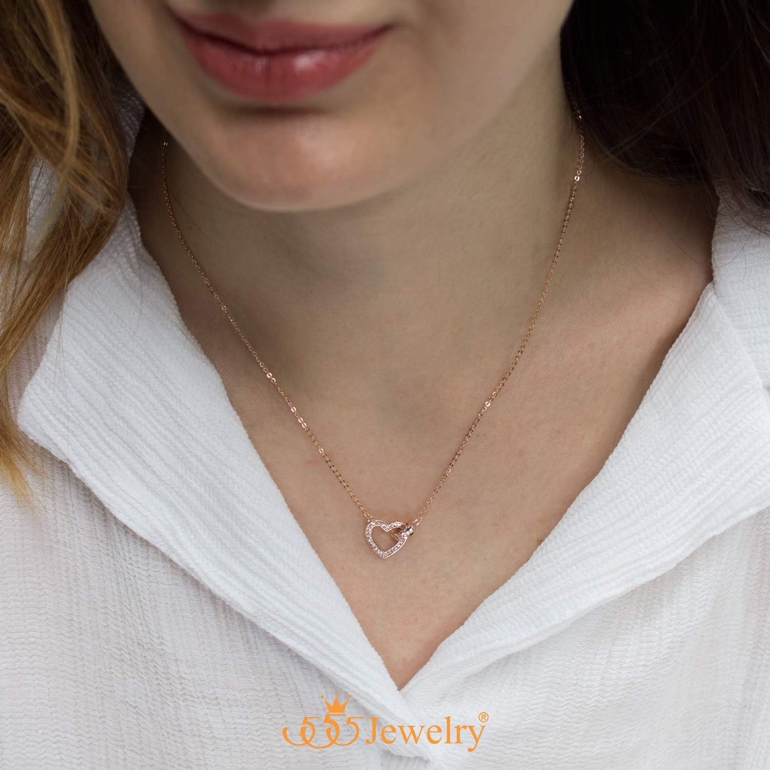 image:image555Jewelry 2mm Delicate Rhodium Plated Brass Tiny Heart Necklace Chain for WomenRose Gold