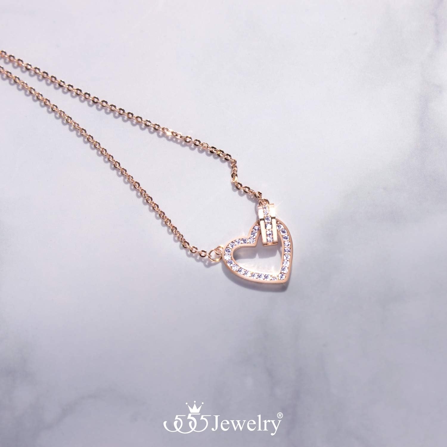 image:image555Jewelry 2mm Delicate Rhodium Plated Brass Tiny Heart Necklace Chain for WomenRose Gold