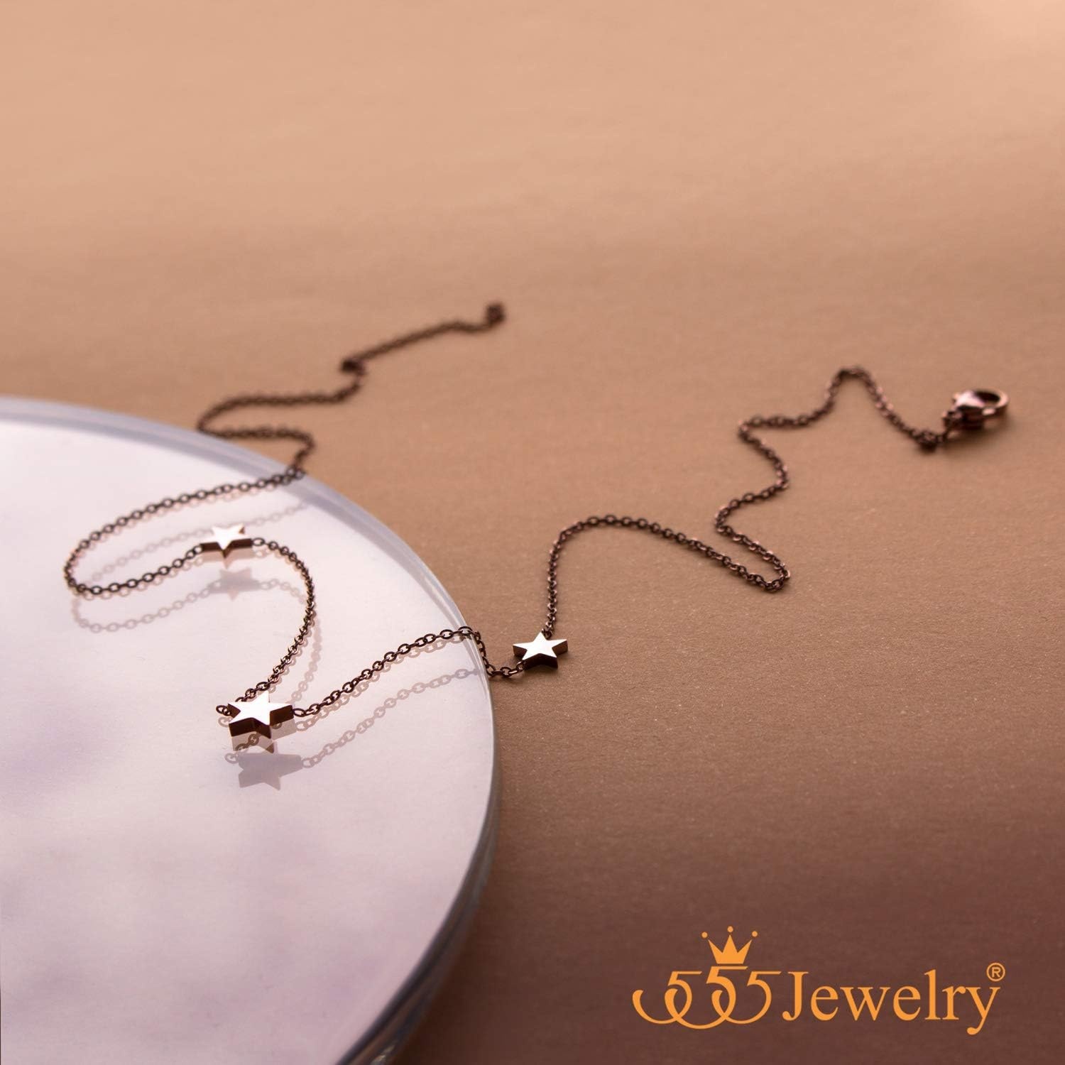 image:image555Jewelry Stainless Steel Dainty Tri Star Necklace Pendant for Women amp LadiesCoffee