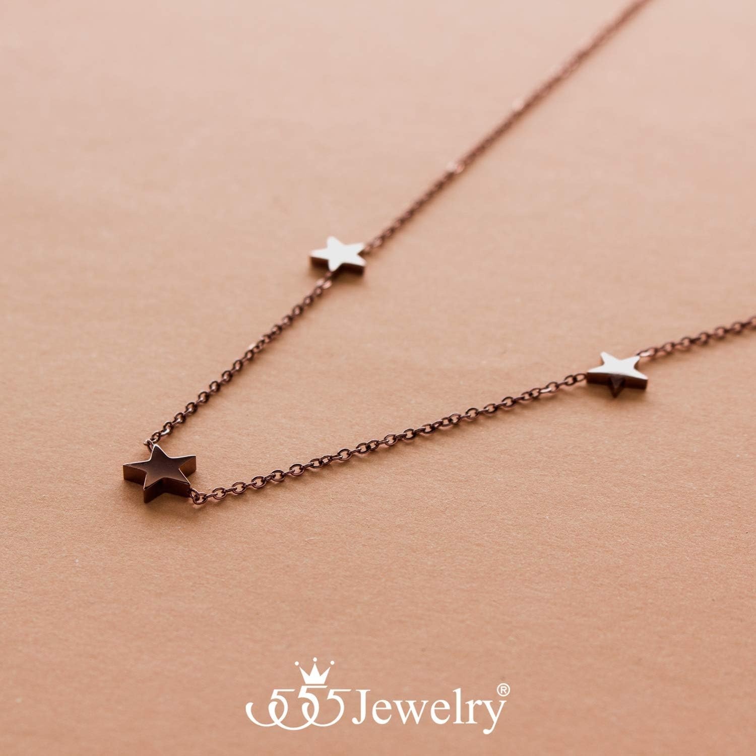 image:image555Jewelry Stainless Steel Dainty Tri Star Necklace Pendant for Women amp LadiesCoffee