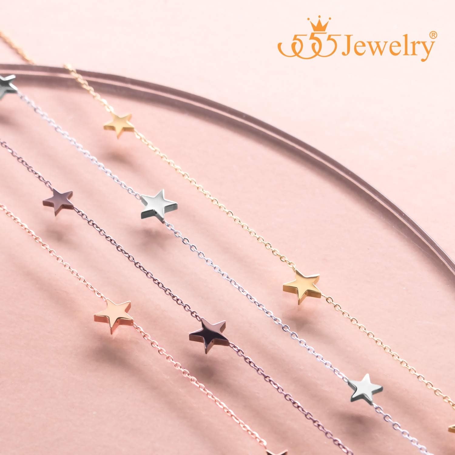 image:image555Jewelry Stainless Steel Dainty Tri Star Necklace Pendant for Women amp LadiesCoffee