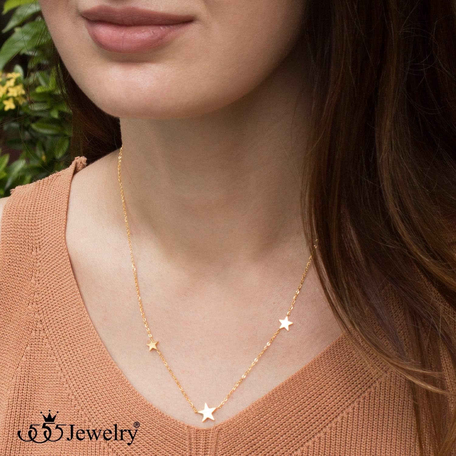 image:image555Jewelry Stainless Steel Dainty Tri Star Necklace Pendant for Women amp LadiesGold