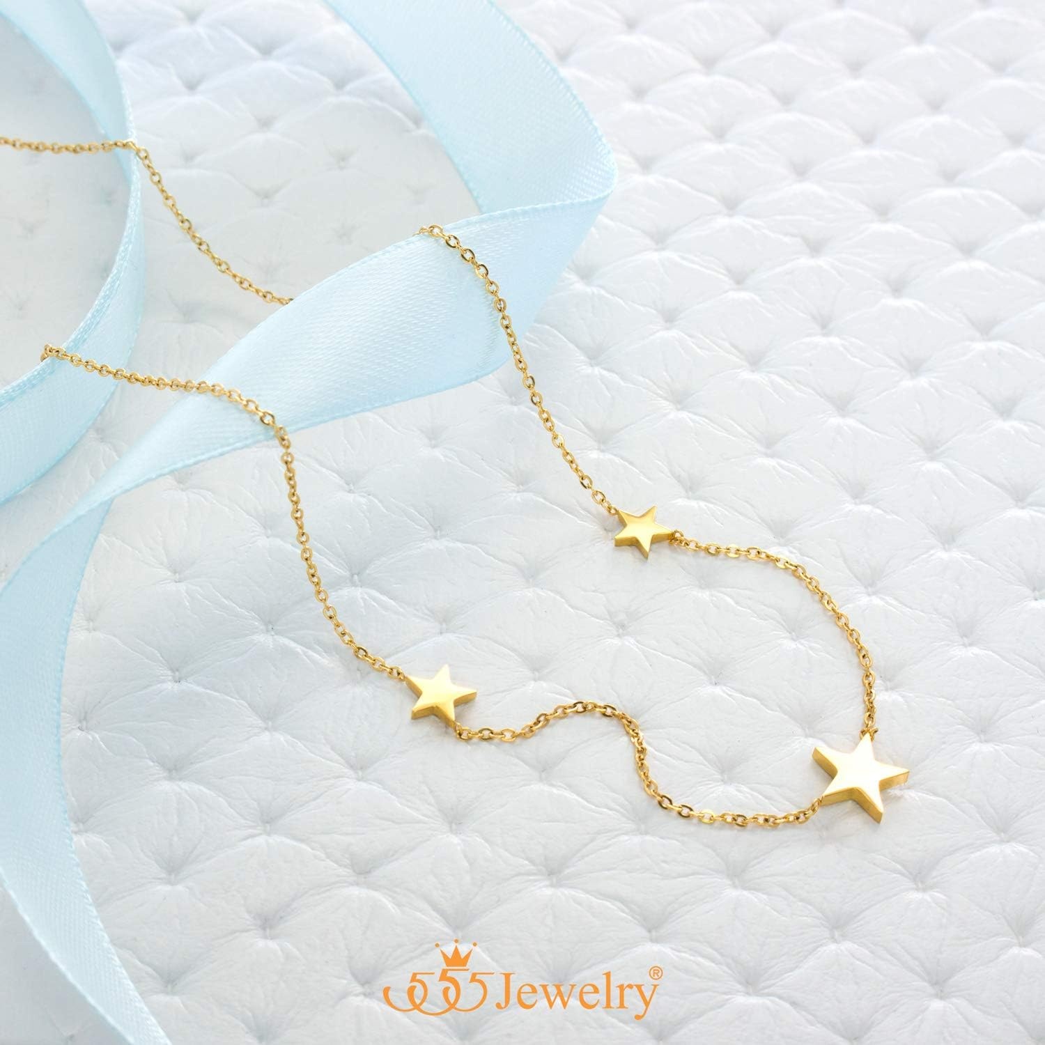 image:image555Jewelry Stainless Steel Dainty Tri Star Necklace Pendant for Women amp LadiesGold
