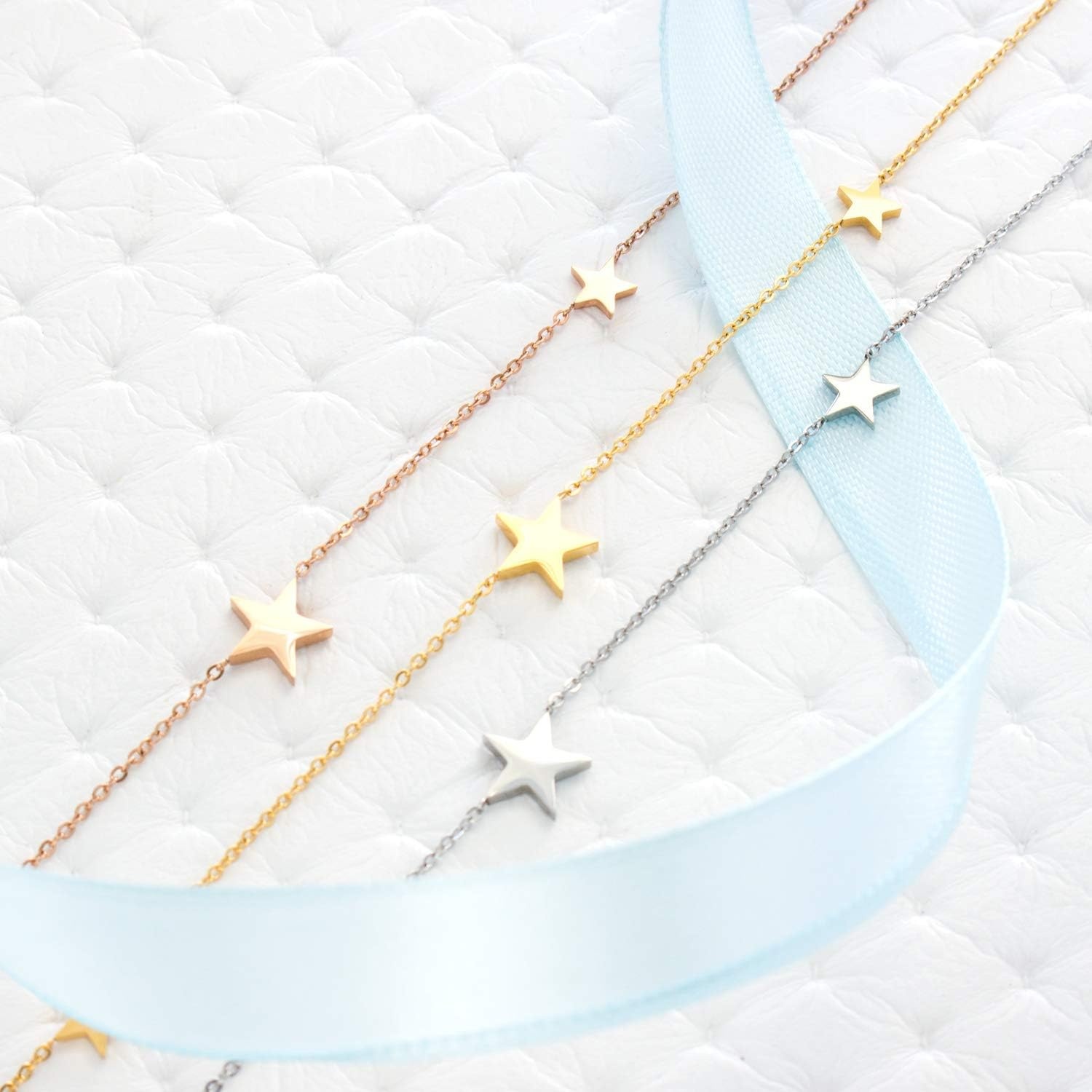 image:image555Jewelry Stainless Steel Dainty Tri Star Necklace Pendant for Women amp LadiesGold