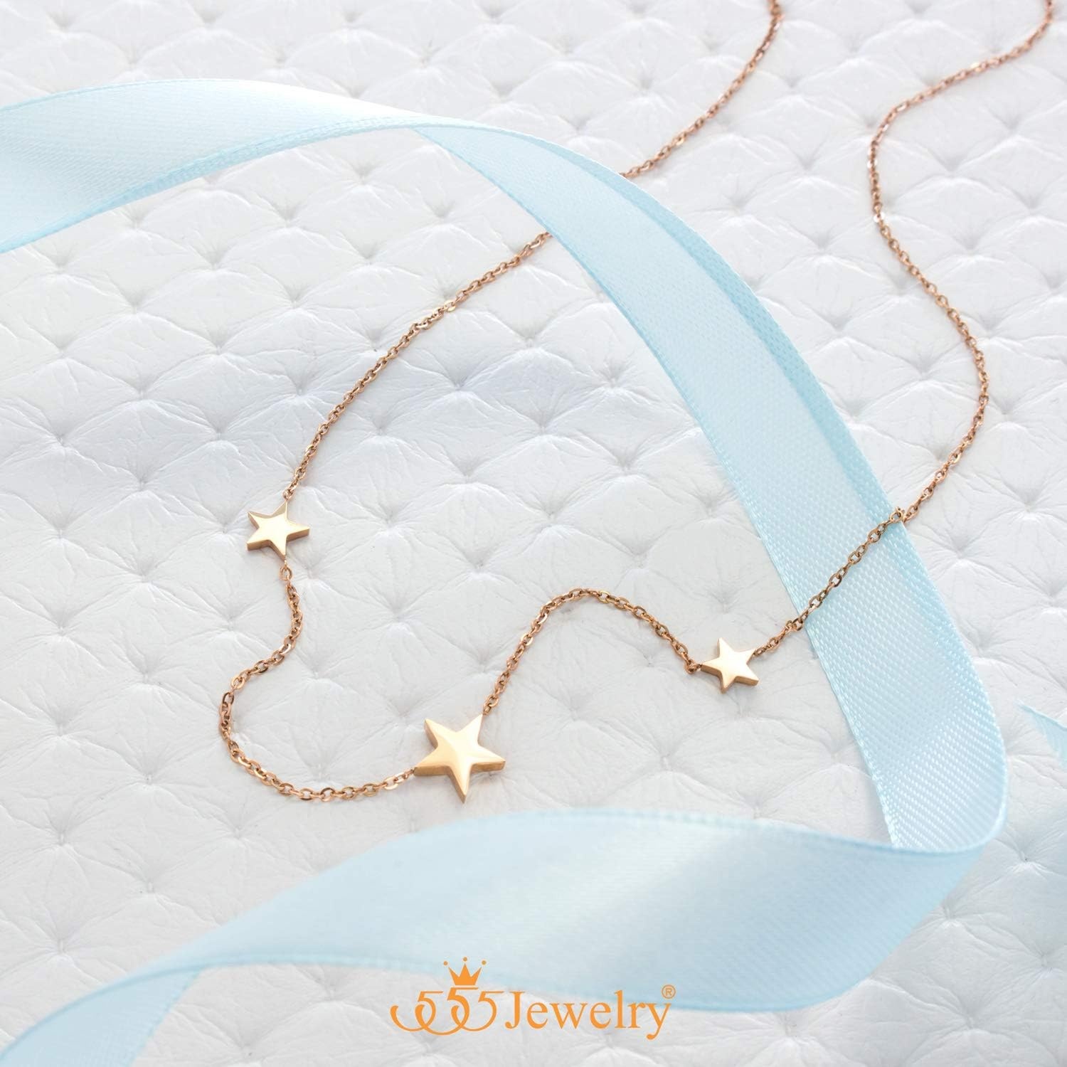 image:image555Jewelry Stainless Steel Dainty Tri Star Necklace Pendant for Women amp LadiesRose Gold