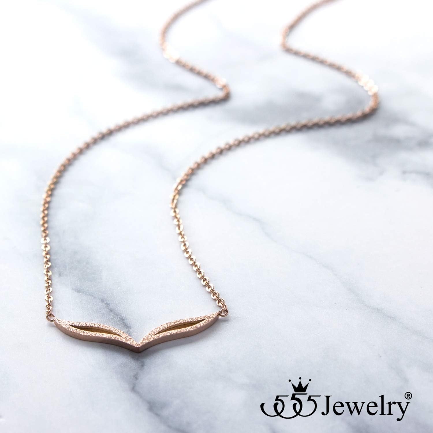 image:image555Jewelry Stainless Steel Extendable Sparkly Cat Eyes Necklace for Women amp LadiesRose Gold
