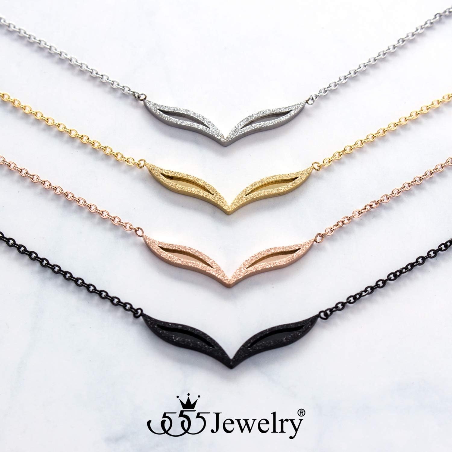 image:image555Jewelry Stainless Steel Extendable Sparkly Cat Eyes Necklace for Women amp LadiesRose Gold