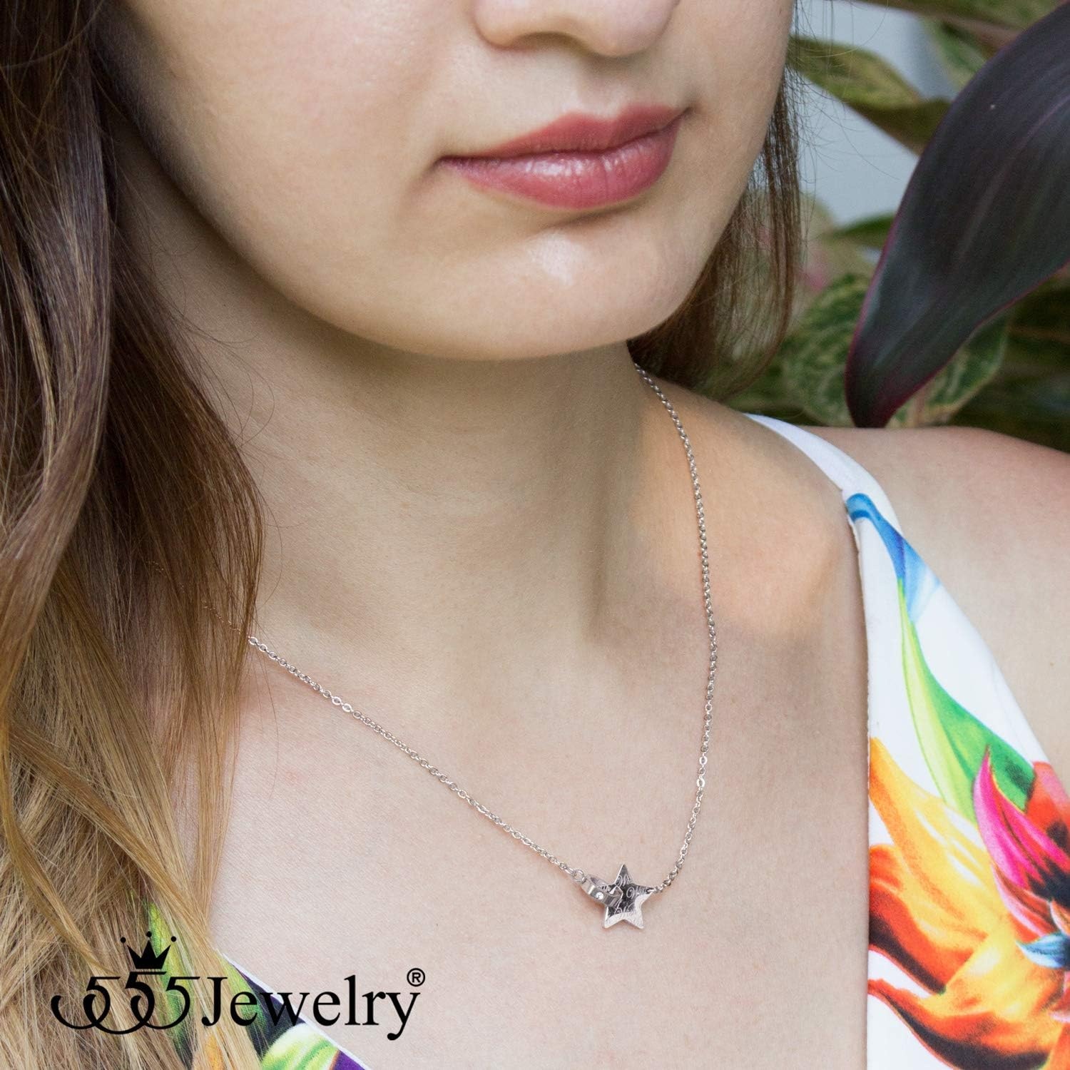 image:image555Jewelry Stainless Steel Interlocking CZ Ring amp Star Necklace Pendant for Women amp LadiesSilver