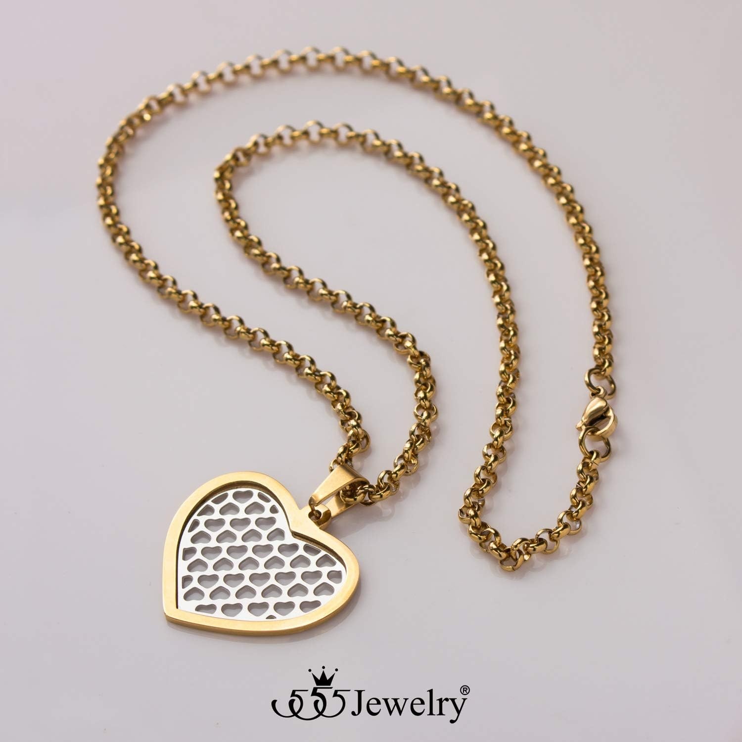 image:image555Jewelry Stainless Steel Large Heart Necklace and Earrings Set for WomenNecklace Only
