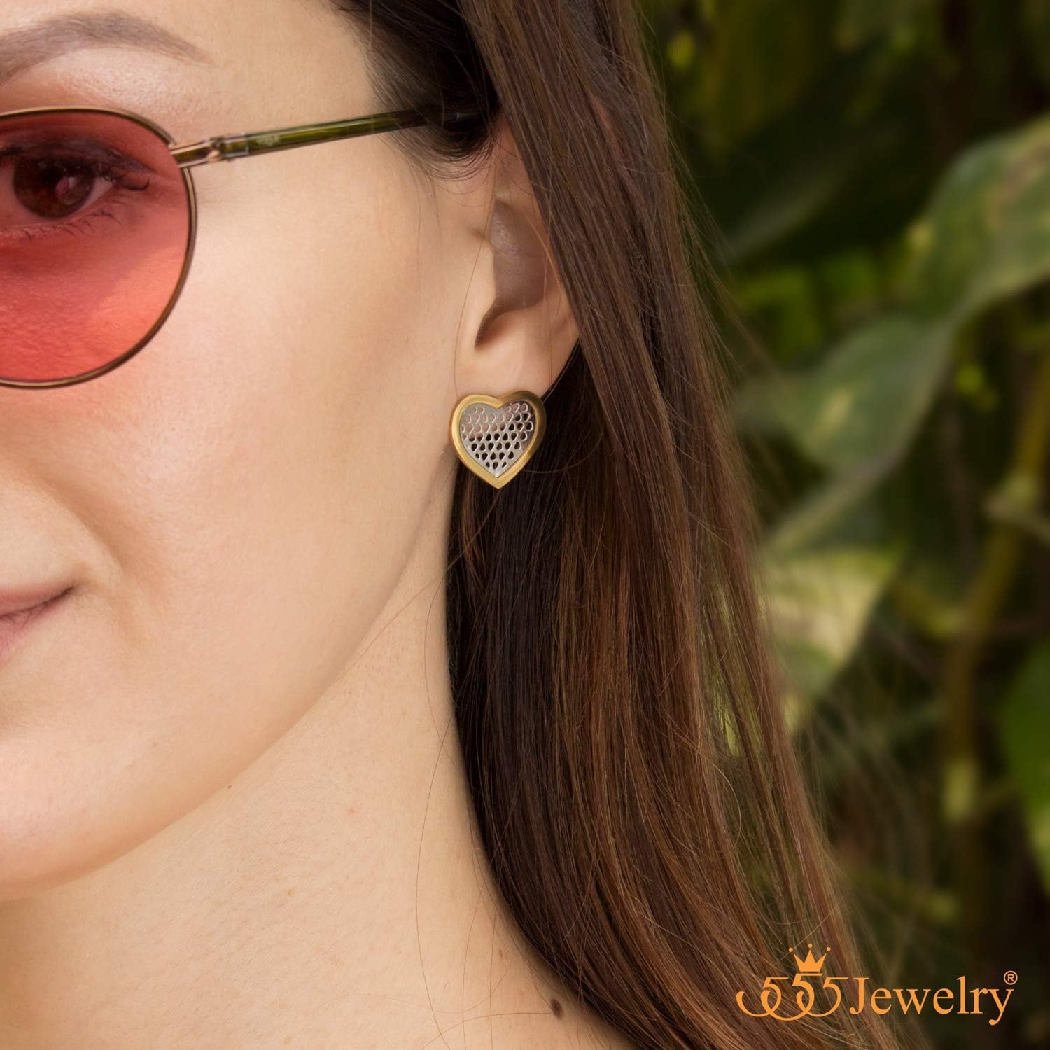 image:image555Jewelry Stainless Steel Large Heart Necklace and Earrings Set for WomenOnly Earrings