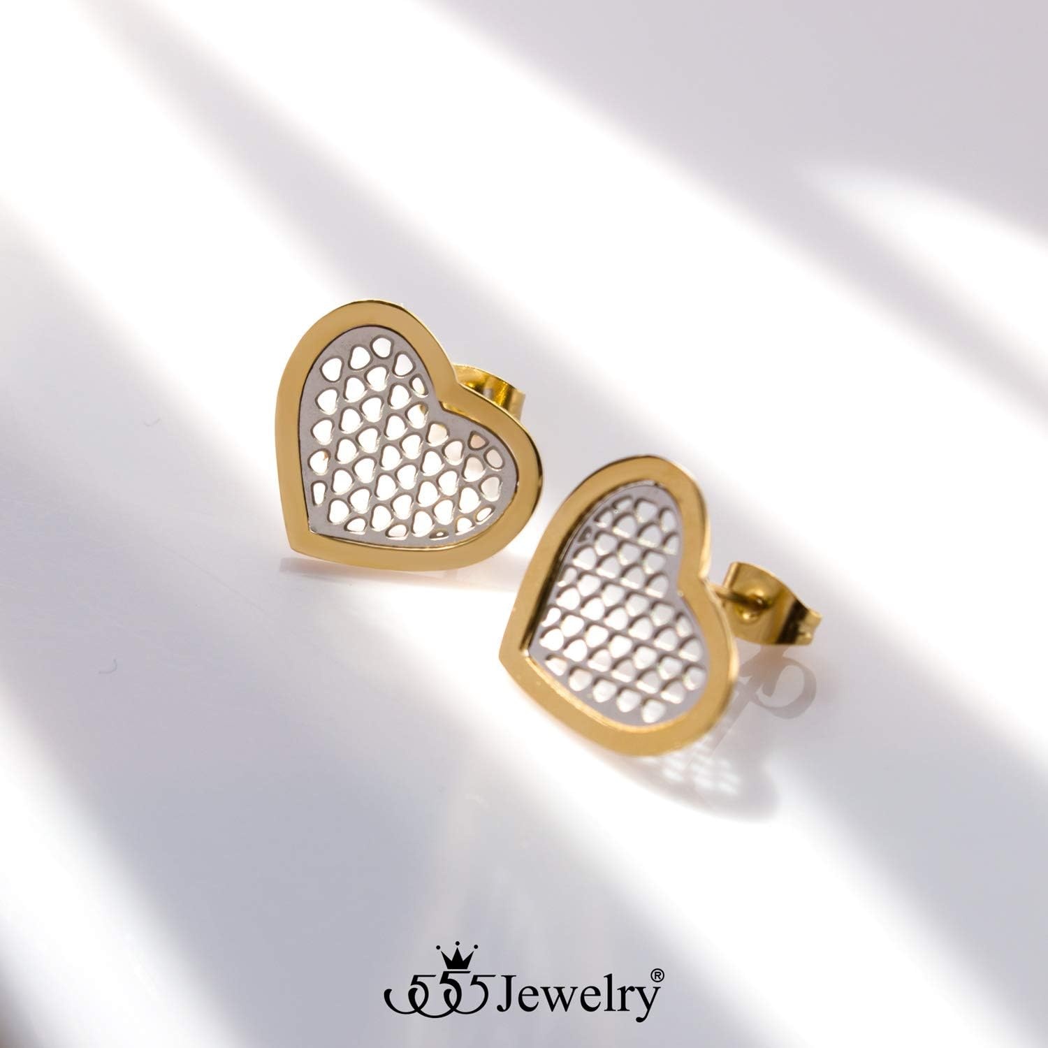 image:image555Jewelry Stainless Steel Large Heart Necklace and Earrings Set for WomenOnly Earrings