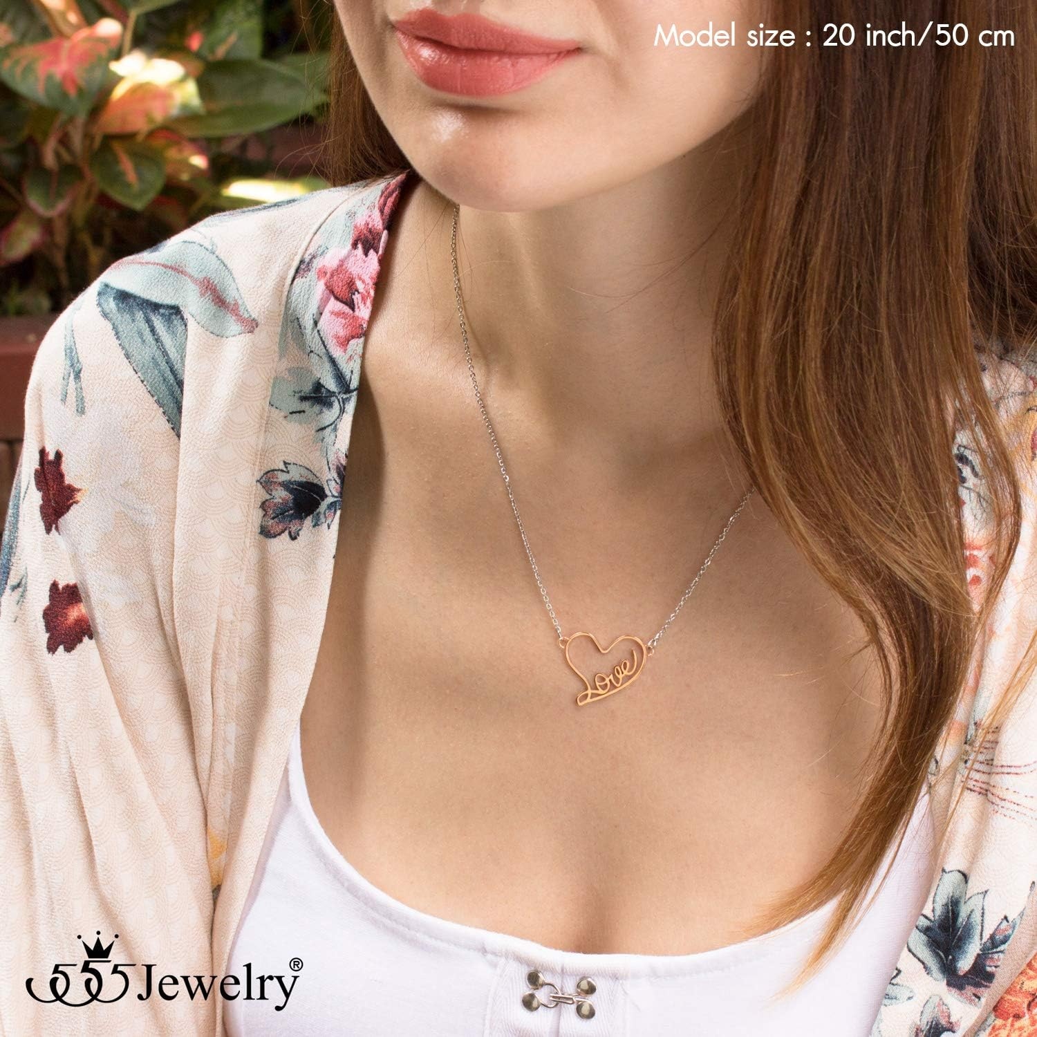 image:image555Jewelry Stainless Steel Love Script Heart Necklace Pendant for Women amp LadiesRose Gold