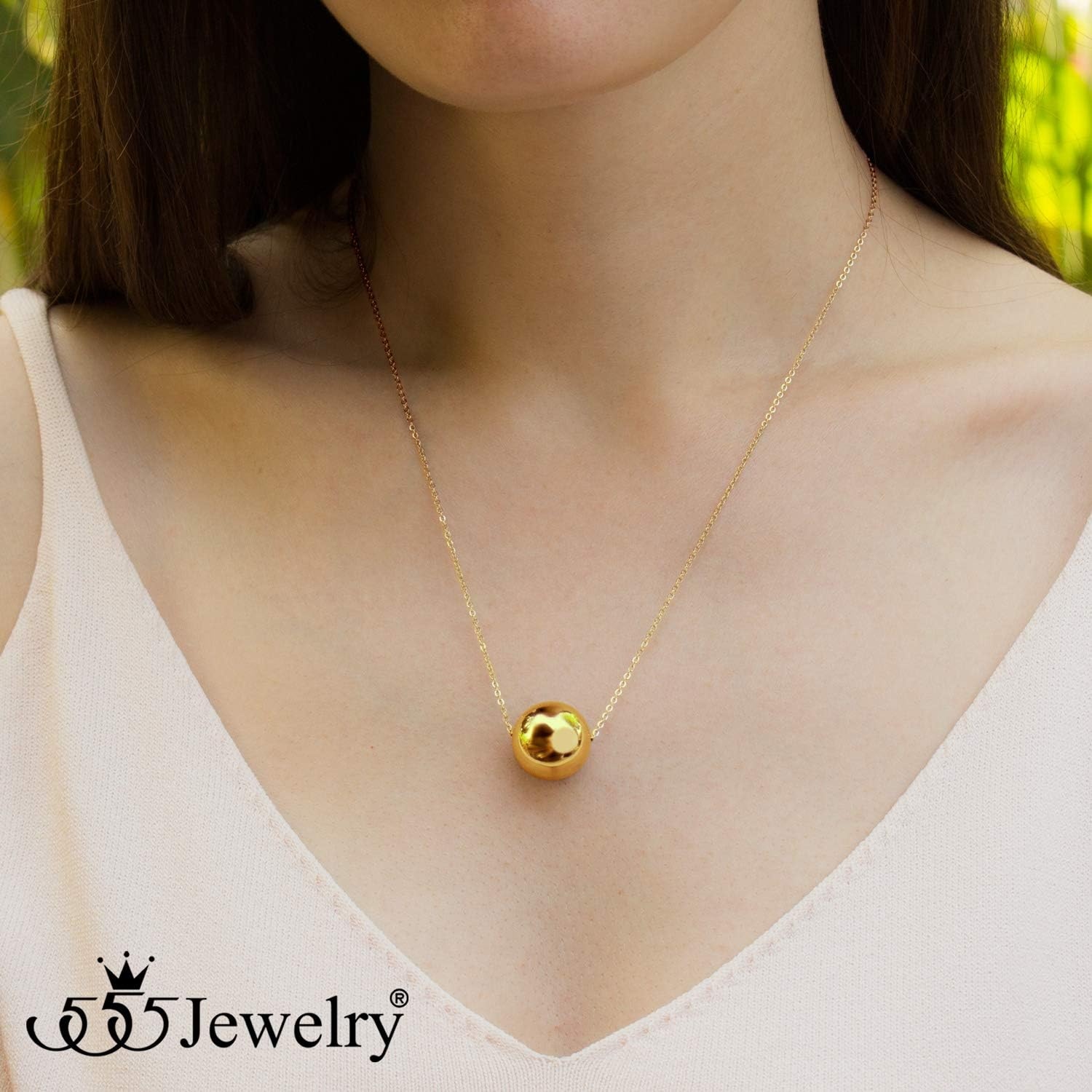 image:image555Jewelry Stainless Steel Minimalist 3D Sliding Ball Necklace for Women amp LadiesGold