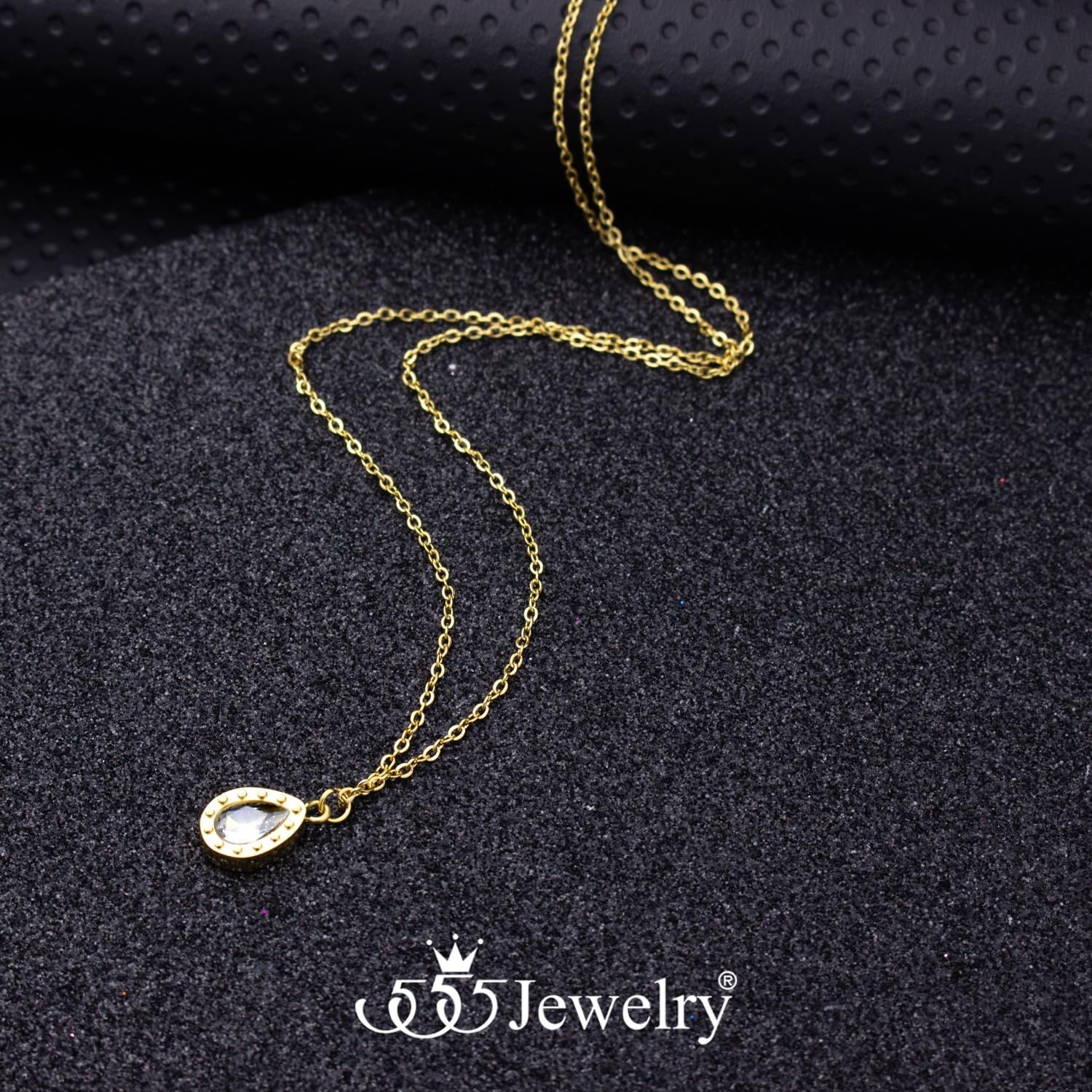 image:image555Jewelry Stainless Steel Sparkly CZ Teardrop Bridal Necklace for Women amp GirlsGold