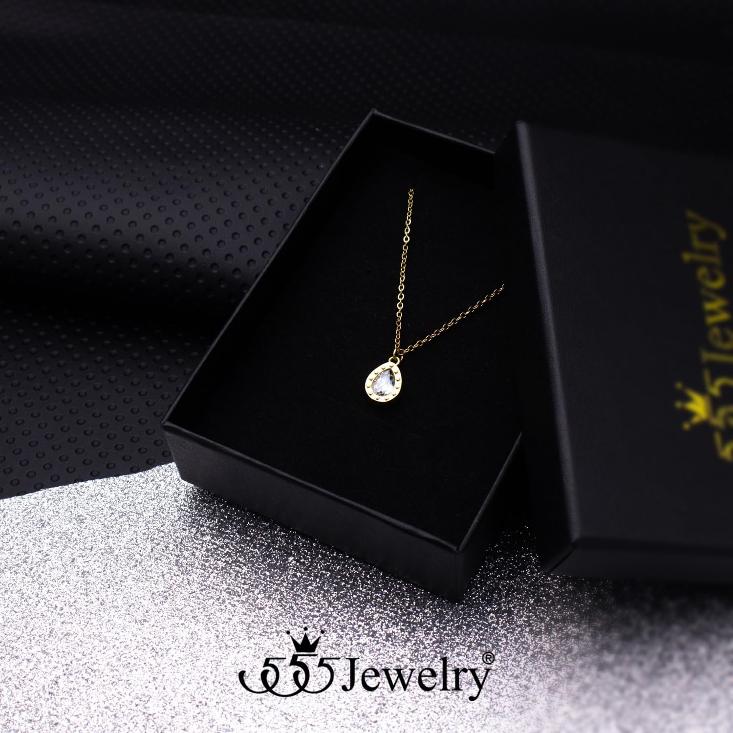 image:image555Jewelry Stainless Steel Sparkly CZ Teardrop Bridal Necklace for Women amp GirlsGold