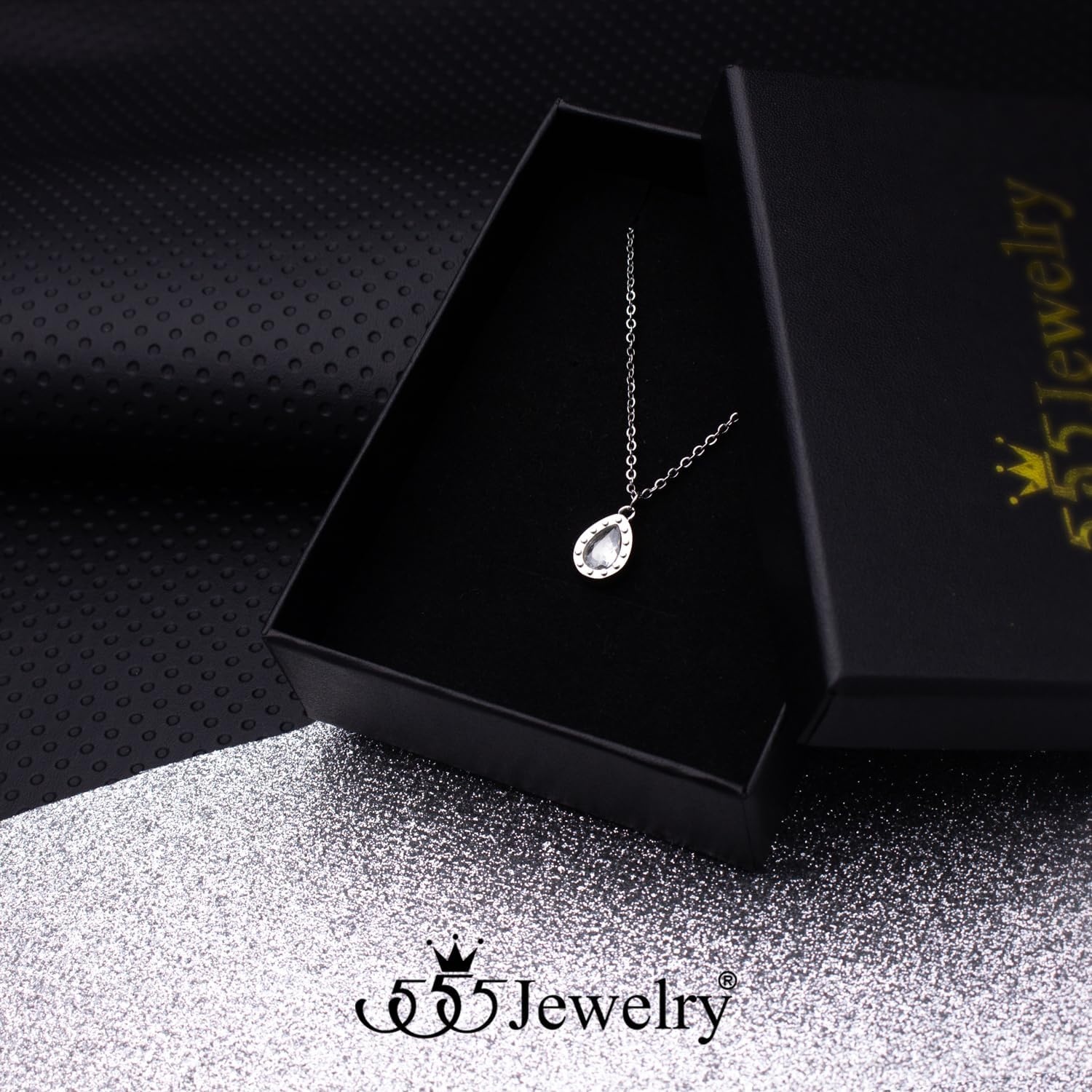 image:image555Jewelry Stainless Steel Sparkly CZ Teardrop Bridal Necklace for Women amp GirlsSilver