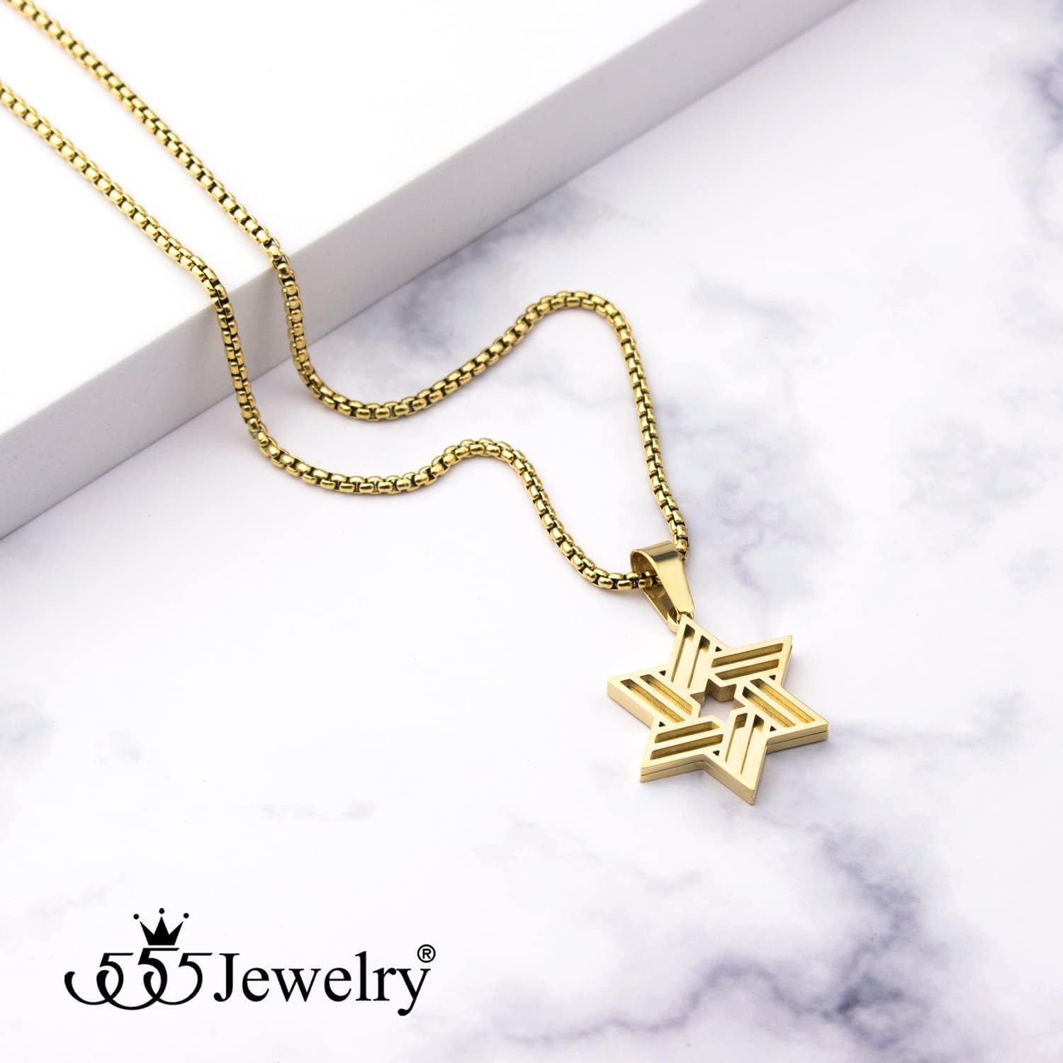 image:image555Jewelry Stainless Steel Star of David Necklace for Men amp Women 1624 Inch Box ChainGold