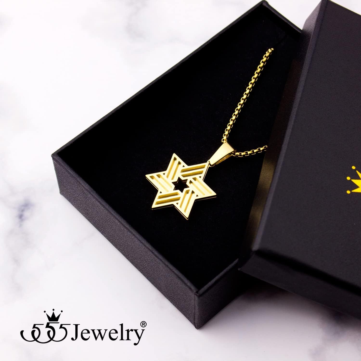 image:image555Jewelry Stainless Steel Star of David Necklace for Men amp Women 1624 Inch Box ChainGold