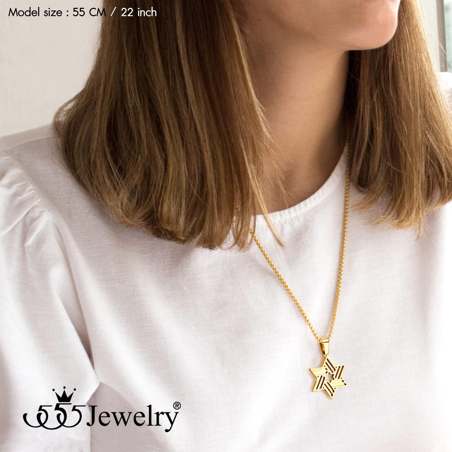image:image555Jewelry Stainless Steel Star of David Necklace for Men amp Women 1624 Inch Box ChainGold