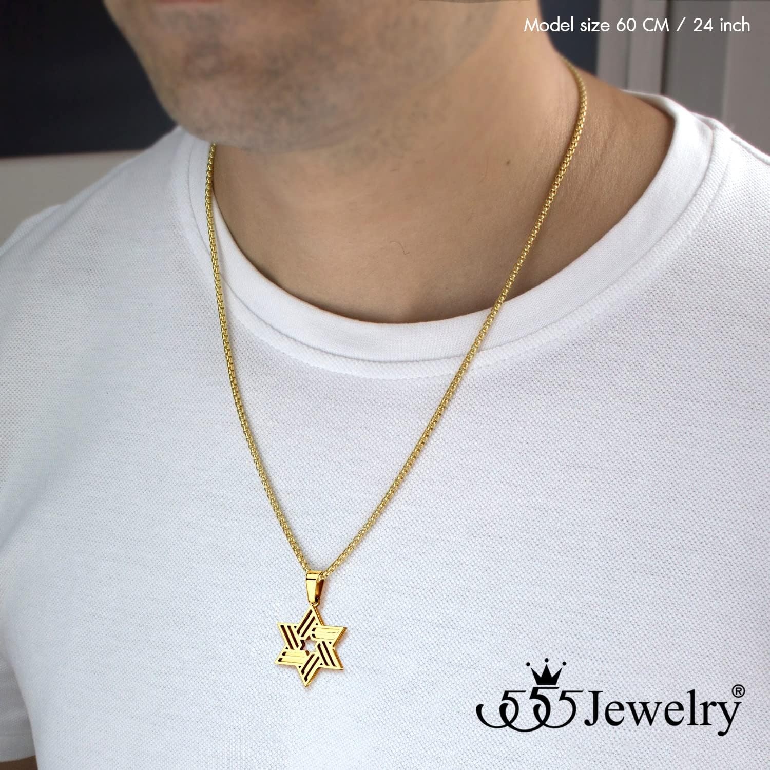 image:image555Jewelry Stainless Steel Star of David Necklace for Men amp Women 1624 Inch Box ChainGold