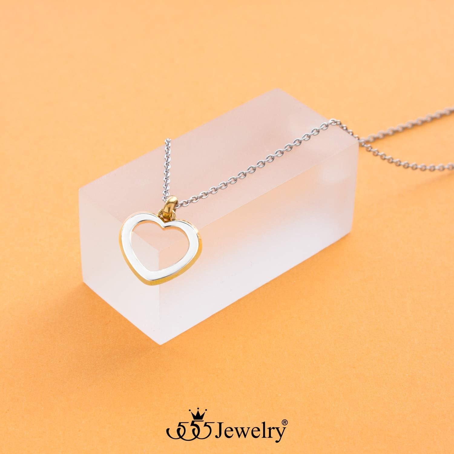 image:image555Jewelry Womens Stainless Steel Small Heart Love Romantic Pendant NecklaceYellow Gold