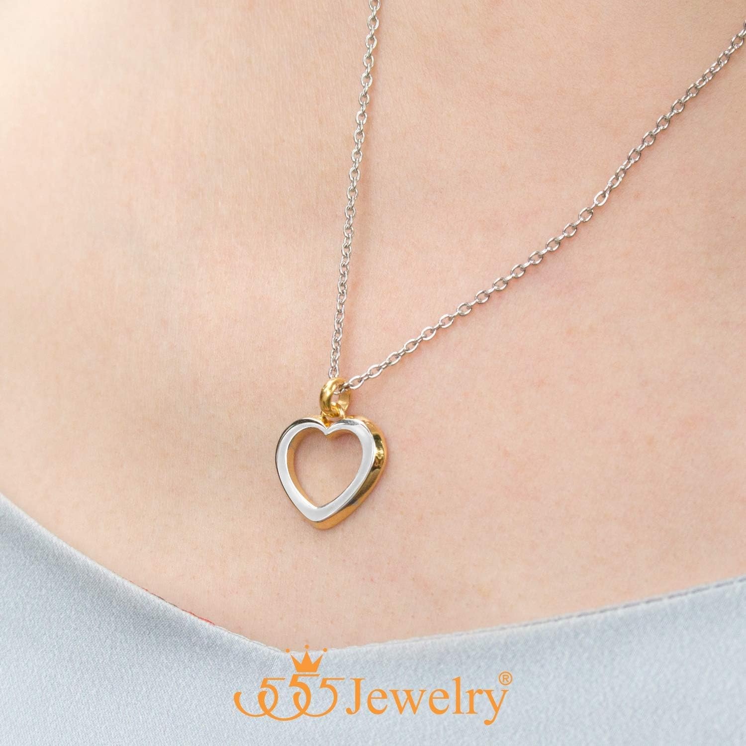 image:image555Jewelry Womens Stainless Steel Small Heart Love Romantic Pendant NecklaceYellow Gold