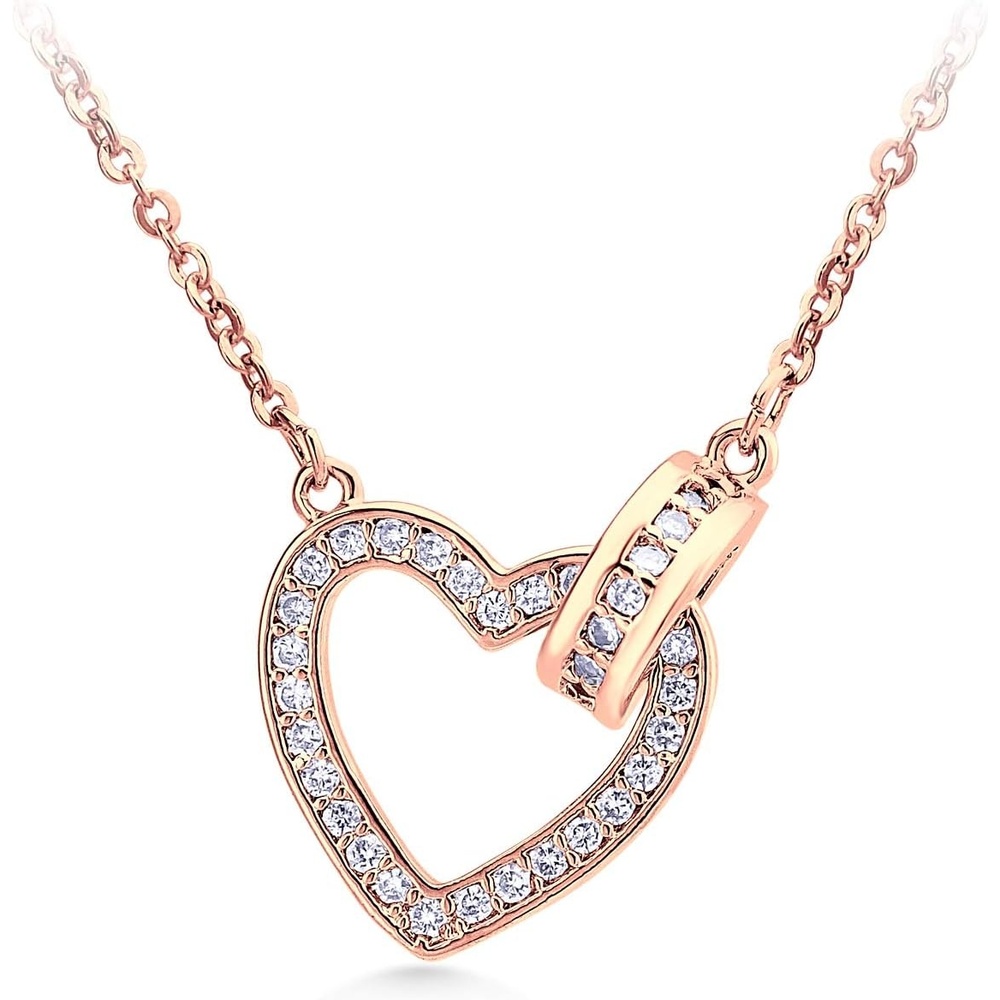 image:image555Jewelry 2mm Delicate Rhodium Plated Brass Tiny Heart Necklace Chain for WomenRose Gold