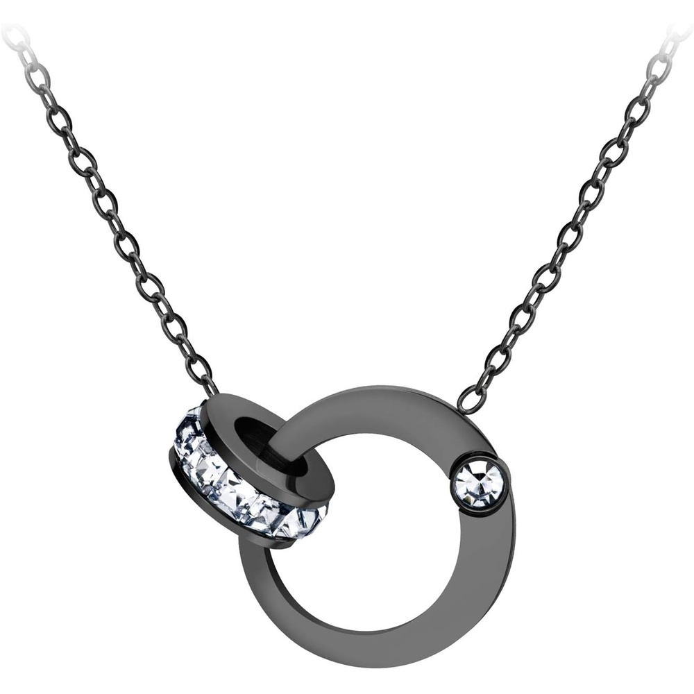 image:image555Jewelry Hypoallergenic Stainless Steel Interlocking Rings Necklace Pendant for WomenBlack