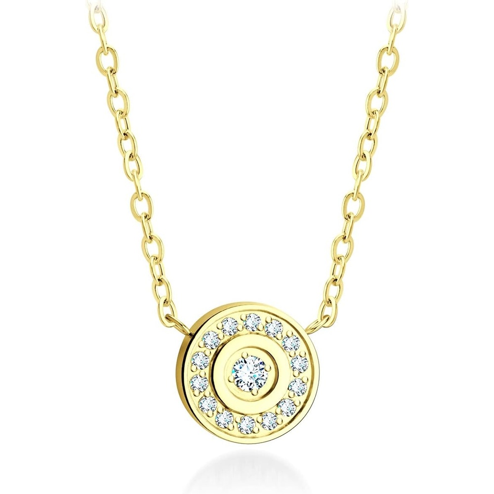 image:image555Jewelry Stainless Steel Dainty Round Button Disc CZ Necklace for Women amp LadiesGold