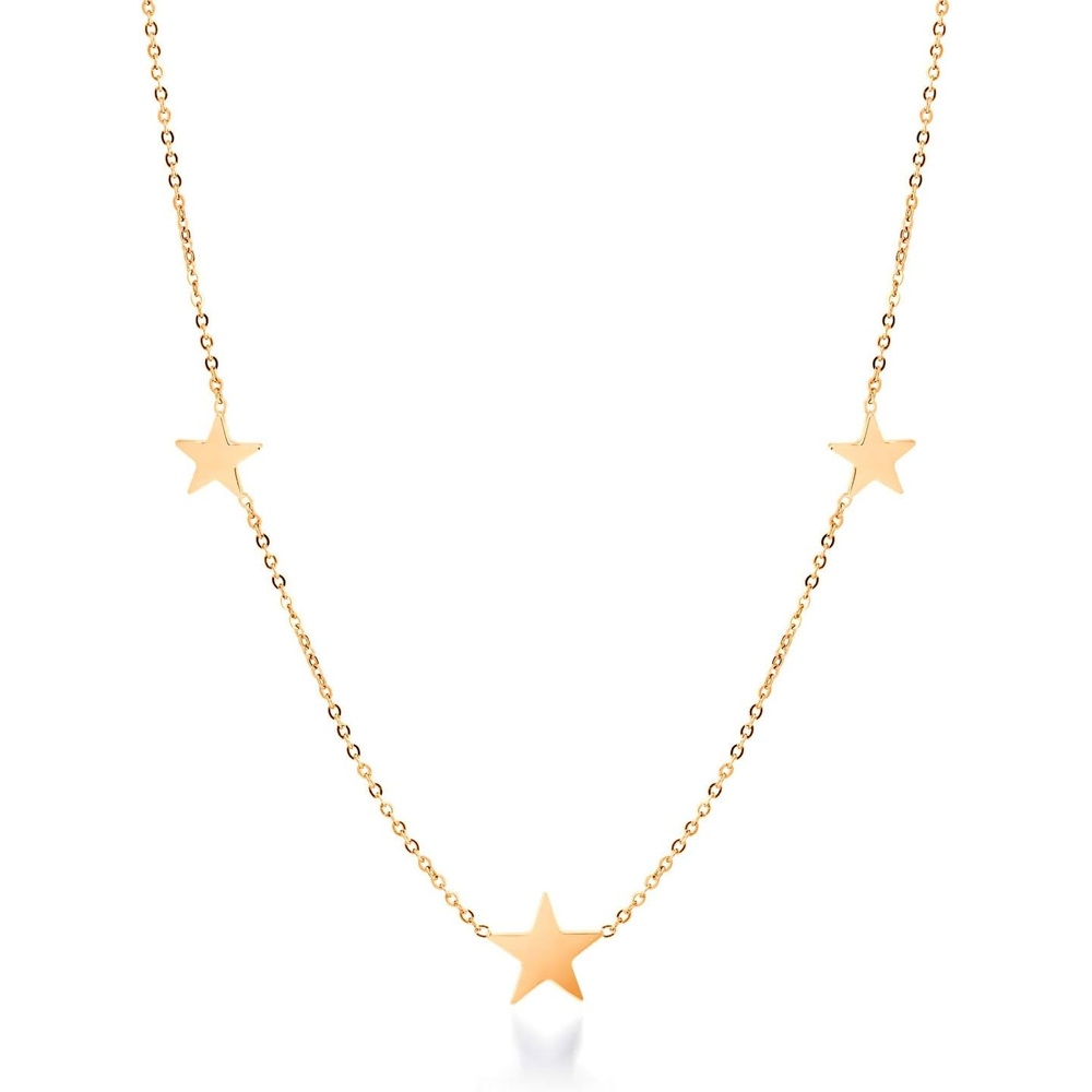 image:image555Jewelry Stainless Steel Dainty Tri Star Necklace Pendant for Women amp LadiesRose Gold