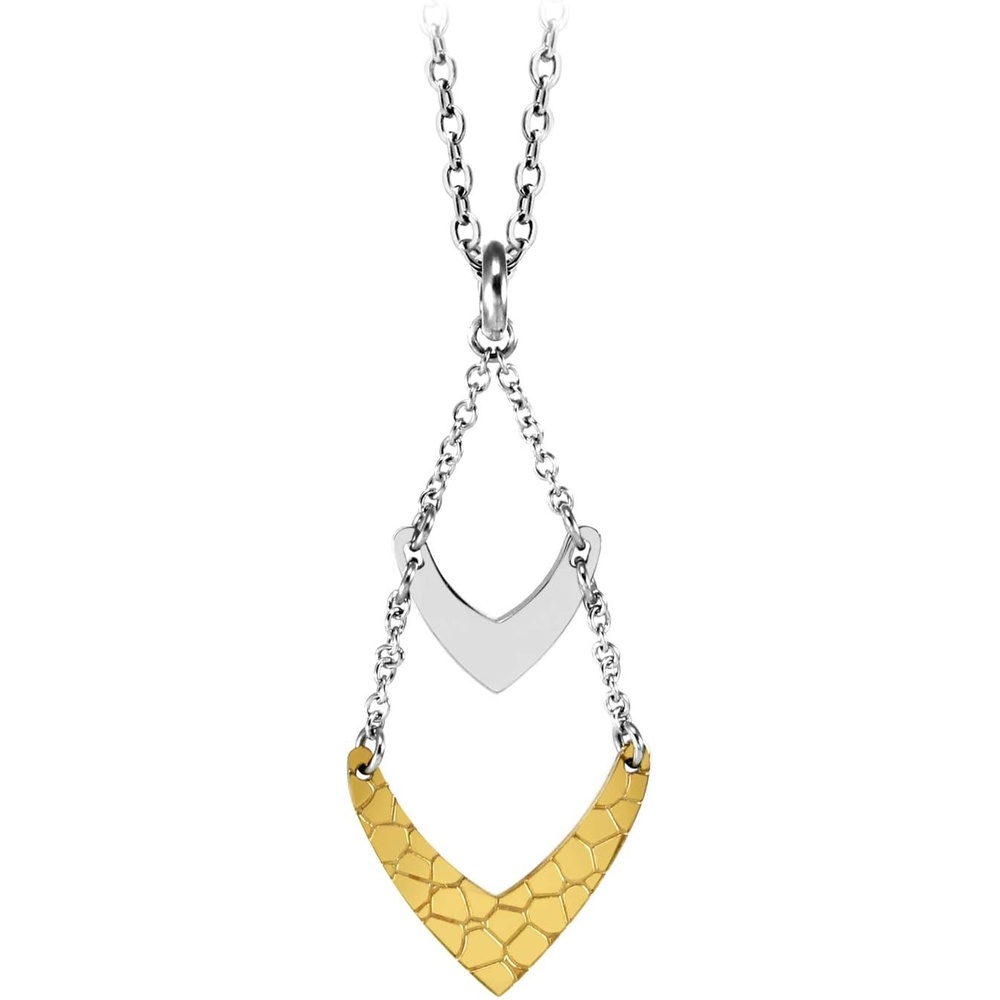 image:image555Jewelry Stainless Steel Dangle Statement Chevron Necklace for Women amp LadiesSilver Gold