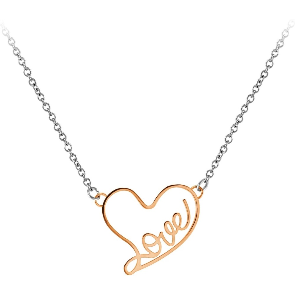 image:image555Jewelry Stainless Steel Love Script Heart Necklace Pendant for Women amp LadiesRose Gold