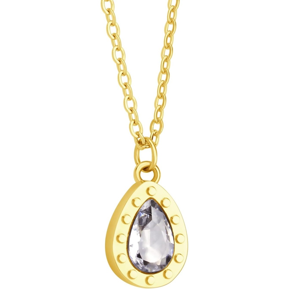 image:image555Jewelry Stainless Steel Sparkly CZ Teardrop Bridal Necklace for Women amp GirlsGold